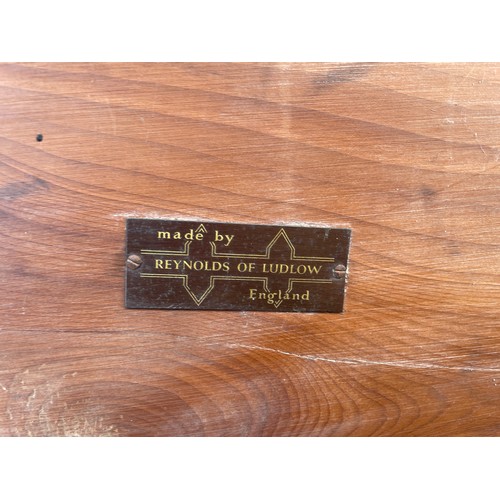 36 - WAINEY SAWN LOG TOP TABLE BEARING LABEL FOR REYNOLDS OF LUDLOW