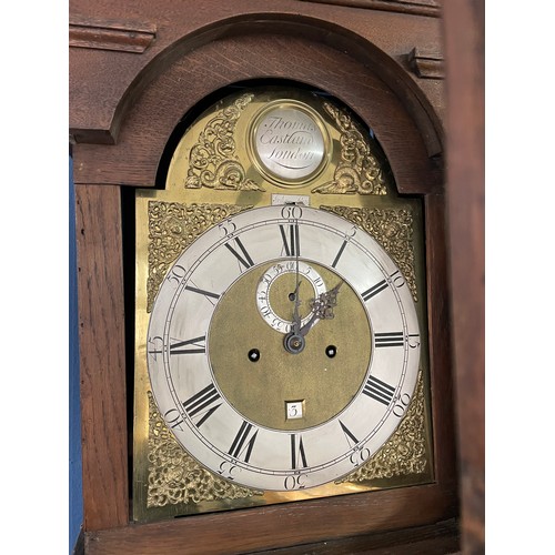 180A - OAK LONG CASE CLOCK WITH BRASS ARCHED FACE WITH APLLIED SPANDRELS THOMAS EASTLAND LONDON EIGHT DAY M... 