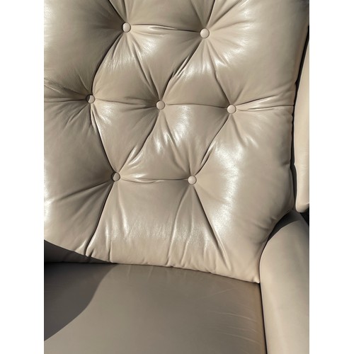 128 - TAUPE LEATHER RECLINING ARMCHAIR