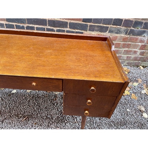 140 - 1950S BEECH PLY KNEEHOLE DRESSING TABLE