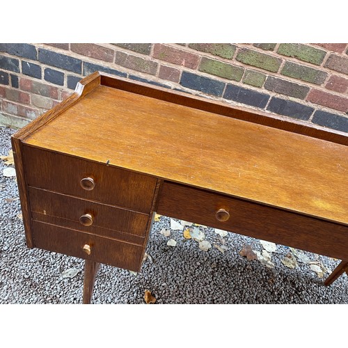 140 - 1950S BEECH PLY KNEEHOLE DRESSING TABLE