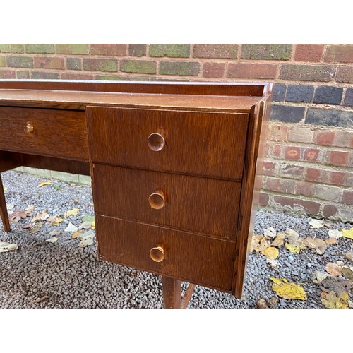 140 - 1950S BEECH PLY KNEEHOLE DRESSING TABLE