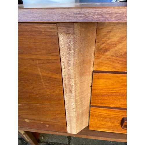 139 - DISTRESSED 1960S/70S TEAK LONG SIDEBOARD (VENEERS LIFTED)