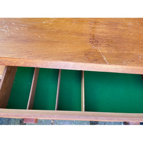 139 - DISTRESSED 1960S/70S TEAK LONG SIDEBOARD (VENEERS LIFTED)