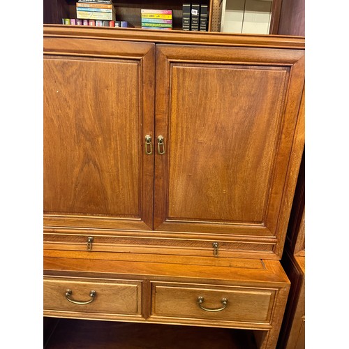 111 - CHINESE DESIGN HARDWOOD CABINET OPEN CUPBOARD WITH BRUSHING SLIDE