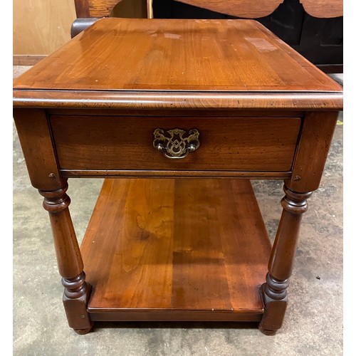 78 - CHERRY WOOD LAMP TABLE WITH FRIEZE DRAWER AND UNDERTIER