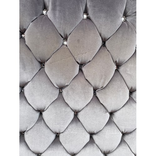 142 - GREY PLUSH AND CRYSTAL BUTTON BACKED DOUBLE HEAD BOARD