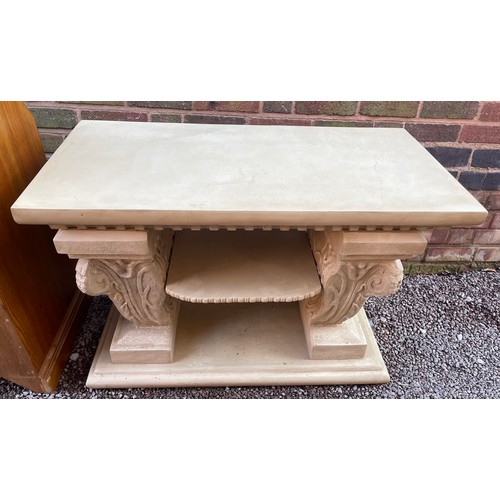 153 - SAND STONE EFFECT UPVC SCROLL GARDEN TABLE