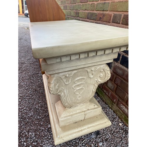 153 - SAND STONE EFFECT UPVC SCROLL GARDEN TABLE