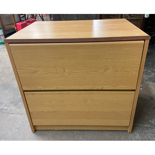 63 - OAK EFFECT TWO DRAWER OFFICE FILING CHEST