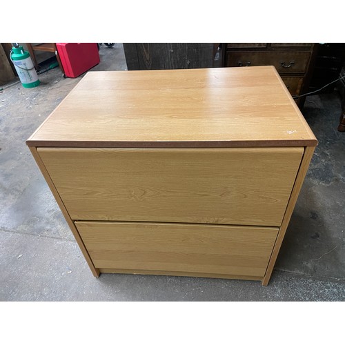 63 - OAK EFFECT TWO DRAWER OFFICE FILING CHEST