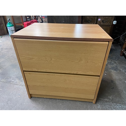 63 - OAK EFFECT TWO DRAWER OFFICE FILING CHEST