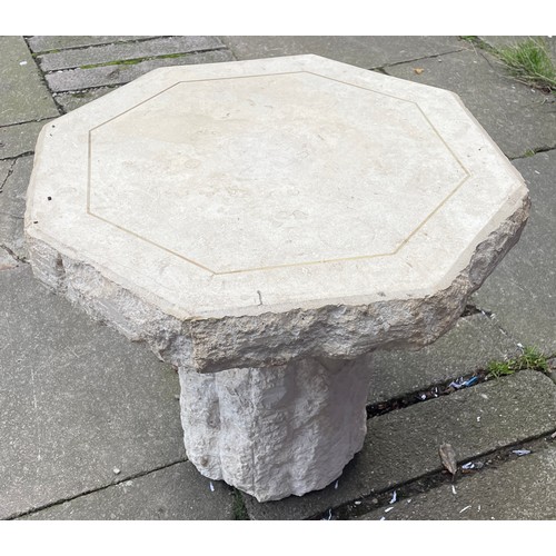 18 - RESIN LIME STONE EFFECT OCTAGONAL PEDESTAL TABLE