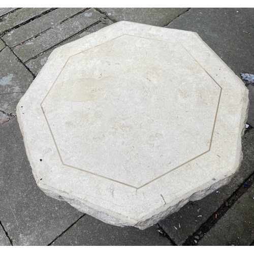 18 - RESIN LIME STONE EFFECT OCTAGONAL PEDESTAL TABLE