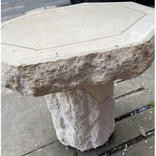 18 - RESIN LIME STONE EFFECT OCTAGONAL PEDESTAL TABLE