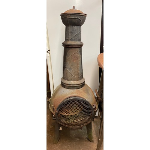 162 - CAST IRON POT BELLIED CHIMINEA