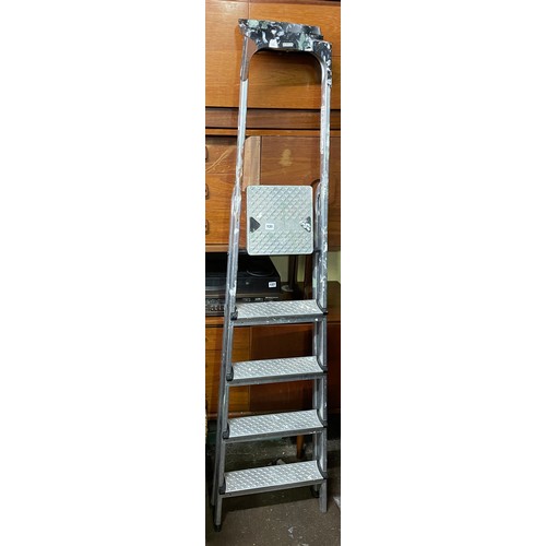 131 - PAIR OF ALUMINIUM WORK ZONE STEP LADDERS