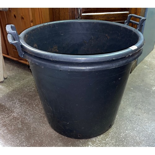 61 - PAIR OF BLACK UPVC TUB PLANTERS