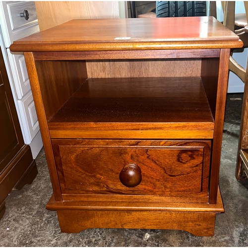 83 - CHERRY WOOD BEDSIDE CUPBOARD WITH SINGLE DRAWER BASE