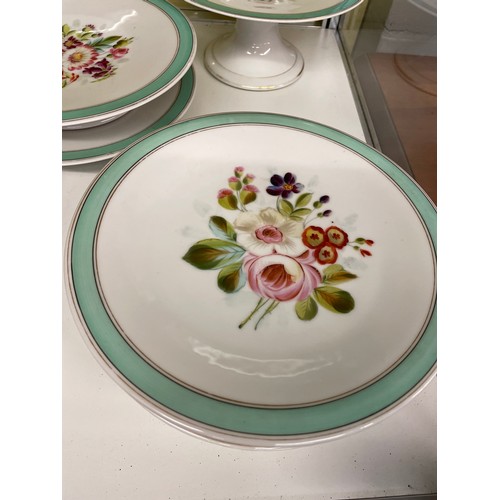 414 - SET OF FLORAL SPRAY SERVING TRAYS AND COMPORTS