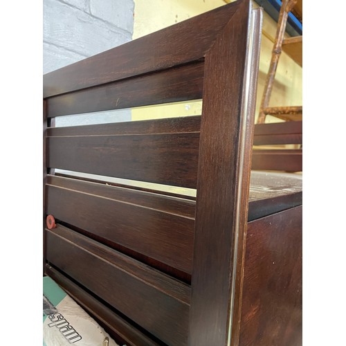 154 - NARROW MAHOGANY MODULAR SHELVING UNIT WITH BUREAU