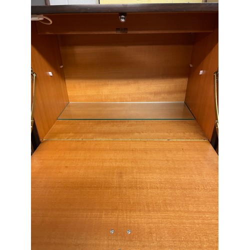 154 - NARROW MAHOGANY MODULAR SHELVING UNIT WITH BUREAU