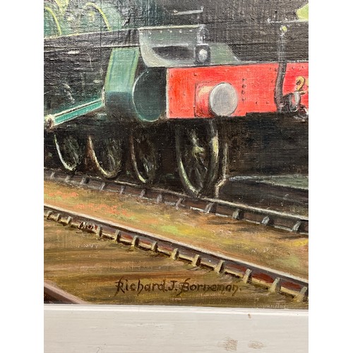 359 - ACRYLIC ON BOARD OF THE GREAT WESTERN RAILWAY NUMBER 2949, SIGNED RICHARD J. BORNEAMAN