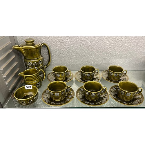 309 - LORD NELSON POTTERY GREEN TEA/COFFEE SERVICE