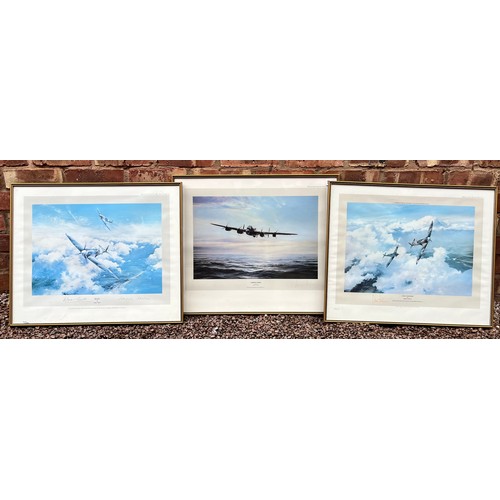 363 - THREE ROBERT TAYLOR AIRCRAFT PRINTS WITH RELATIVE SIGNATURES