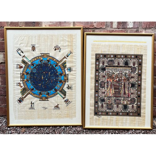 356 - SELECTION OF EGYPTIAN PAPYRUS PAINTINGS INCLUDING ZODIAC