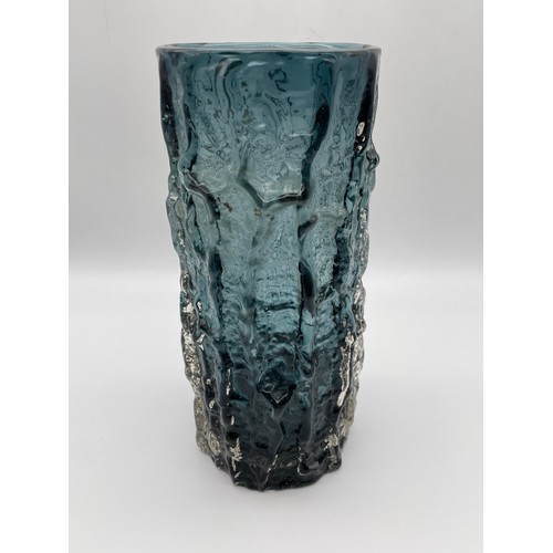 445 - WHITEFRIARS INDIGO BARK VASE BY GEOFFREY BAXTER