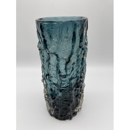 445 - WHITEFRIARS INDIGO BARK VASE BY GEOFFREY BAXTER