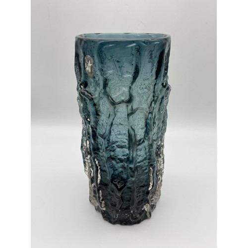 445 - WHITEFRIARS INDIGO BARK VASE BY GEOFFREY BAXTER