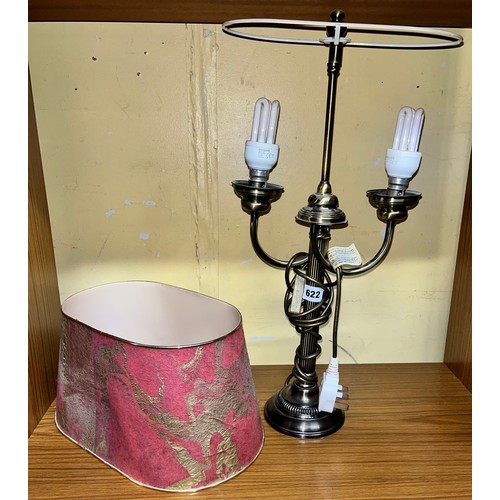 563 - REEDED COLUMN TWIN LIGHT TABLE LAMP