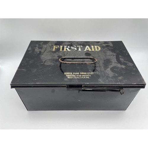 598 - BLACK METAL FIRST AID TIN