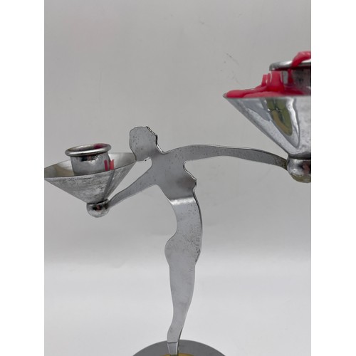 454 - CHROME ART DECO NUDE SILHOUETTE CANDLE HOLDER