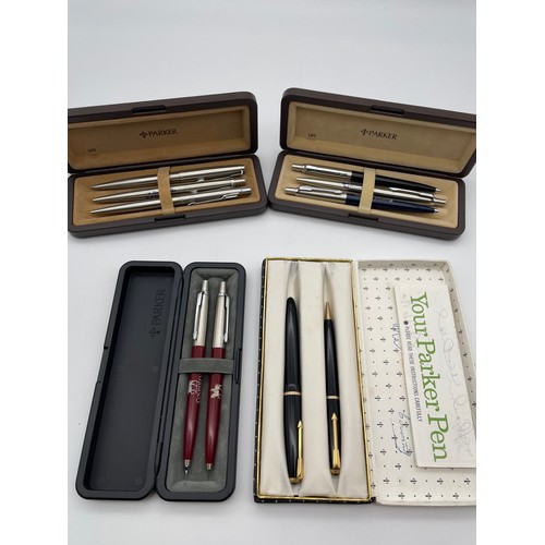 475 - THREE CASED PARKER PEN AND PENCIL SETS INCLUDING CITY COUNCIL EXAMPLES