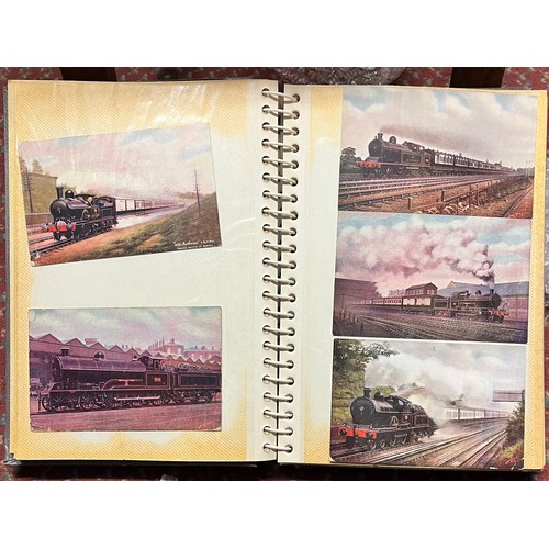 479 - POSTCARD ALBUM RELATING TO STEAM TRAINS AND RELATED LOCOMOTIVES