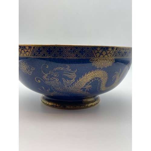 595 - BLEU DE ROI DRAGON PATTERNED MALING WARE BOWL