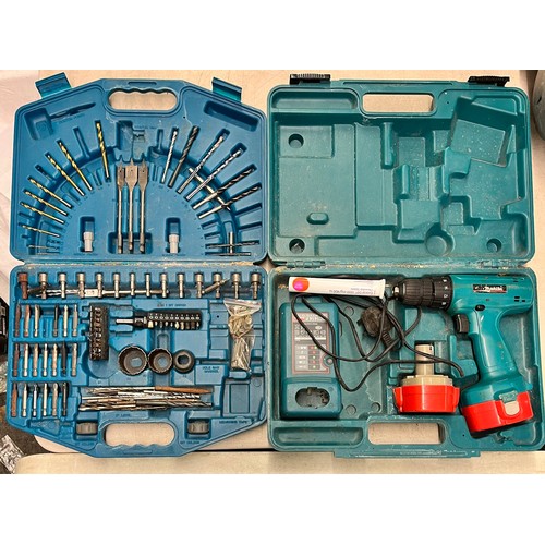 406 - MAKITA CASED DRILL AND SCREWBIT SET AND MAKITA CASED 6228DWPE CORDLESS DRIVER DRILL