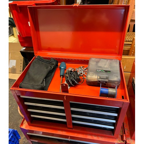 392 - RED STAINLESS STEEL 4 DRAWER TOOL BOX INCLUDING MULTI2PRO ACCESSORY PACK, MIXED SCREWDRIVERS, THE TR... 