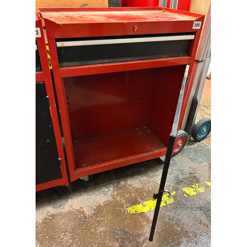 395 - RED STAINLESS STEEL ROLLER TOOL STORAGE CABINET INCLUDING LARGE SELECTION OF WRENCHES