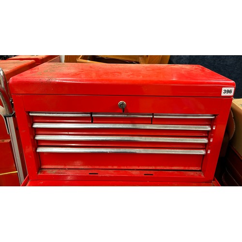 396 - RED STAINLESS STEEL 7 DRAWER TOOL BOX INCLUDING AIR COMPRESSOR, POWER CRAFT PTS-280, ION MULTI2PRO M... 