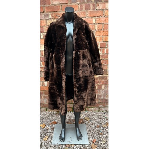 228 - LADIES CHOCOLATE BROWN FAUX FUR COAT