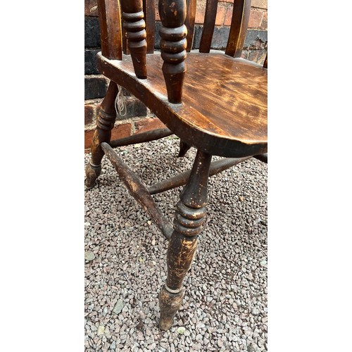 178 - 19TH CENTURY BEECH AND ELM SLAT BACK COUNTRY ELBOW CHAIR