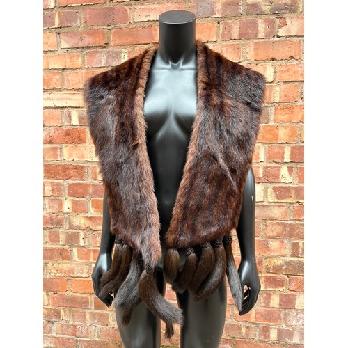 222 - LADIES FAUX FUR COAT WITH ACCESORIES INC. CLUTCH AND GLOVES