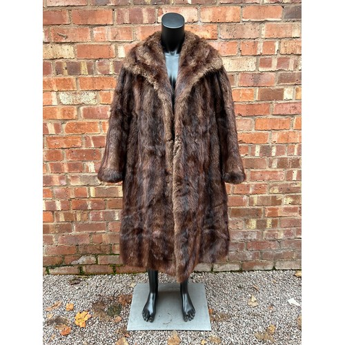 225 - TWO LADIES COLMAN SUMBERG BROWN FUR COATS AND A GREY FOUX FUR COAT