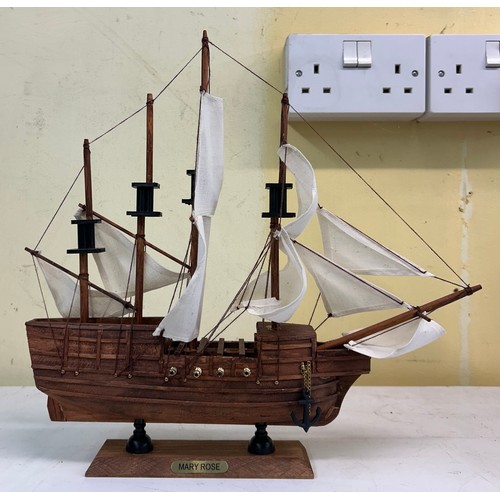 271 - THREE WOODEN MODELS - THE MARY ROSE, SPANISH COLUMBUS AND ONE OTHER