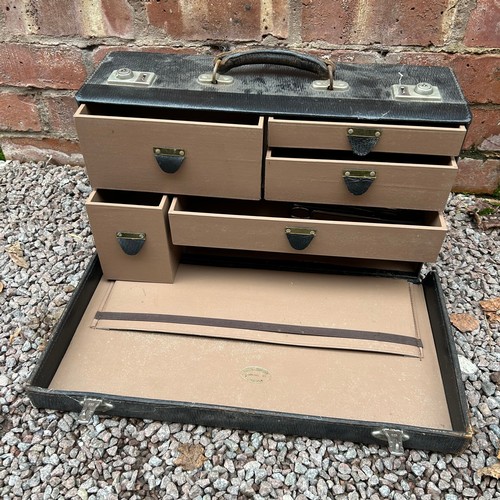 451 - BELL AND CROYDON LEATHER TRAVELLING PHARMACEUTICAL CASE WITH FITTED COMPARTMENTED DRAWERS