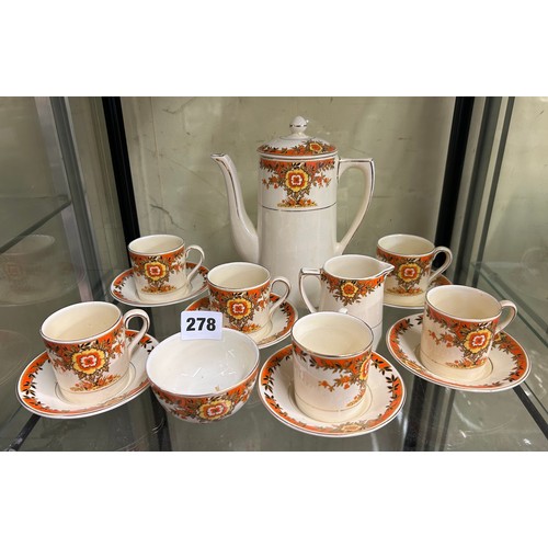 278 - ORANGE FLORAL COFFEE SERVICE